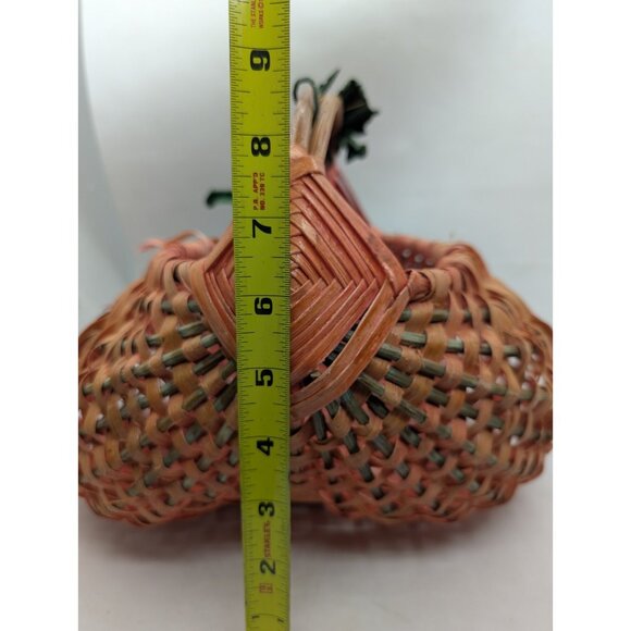Basket Buttocks lightweight colorful woven w/ faux leaf vine Primitive Farmhouse - Picture 11 of 16